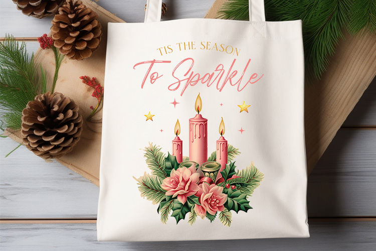 Tis the Season to Sparkle - Pink Christmas Sublimation Tote Bag Mockup Image.jpg