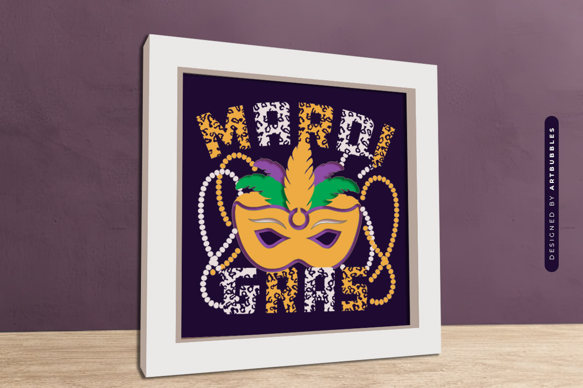 Mardi Gras Shadow Box Vector SVG