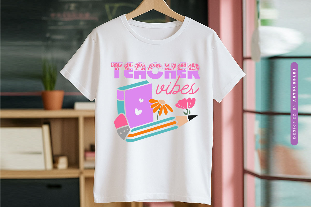 Floral Teacher Vibes SVG T-shirt Mockup Image.jpg