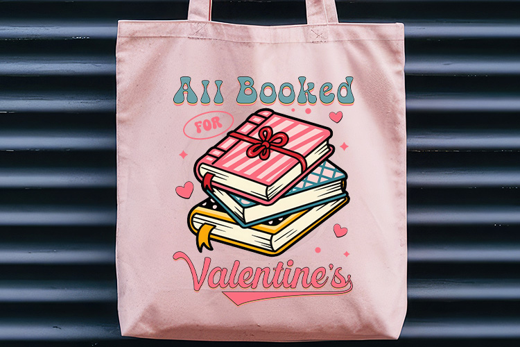 All Booked for Valentine's - Retro Valentine Sublimation Tote Bag Mockup Image.jpg
