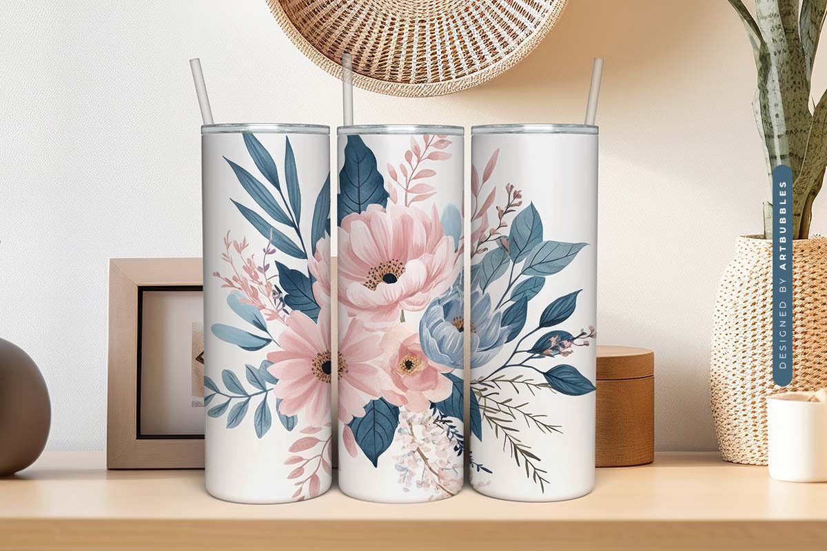 Boho Floral 20oz Skinny Tumbler Wrap Sublimation Image 2.jpg