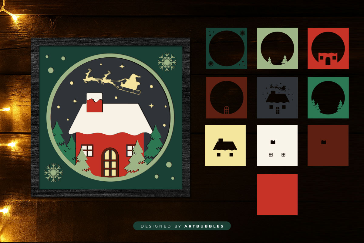 Christmas 3D Shadow Box SVG - Paper Cut File Image 2.jpg