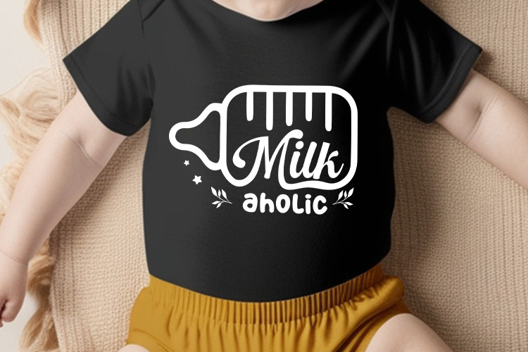 Milk Aholic - Newborn Baby SVG Craft Shirt Mockup Image.jpg