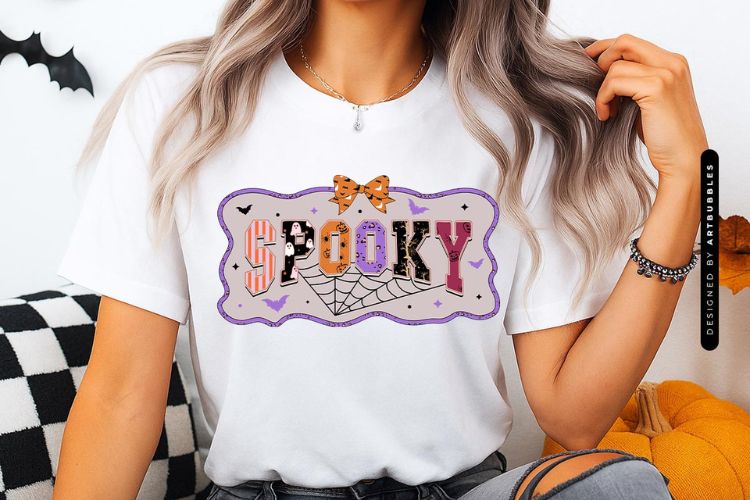 Coquette Spooky Halloween Sublimation Print Shirt Mockup Image.jpg