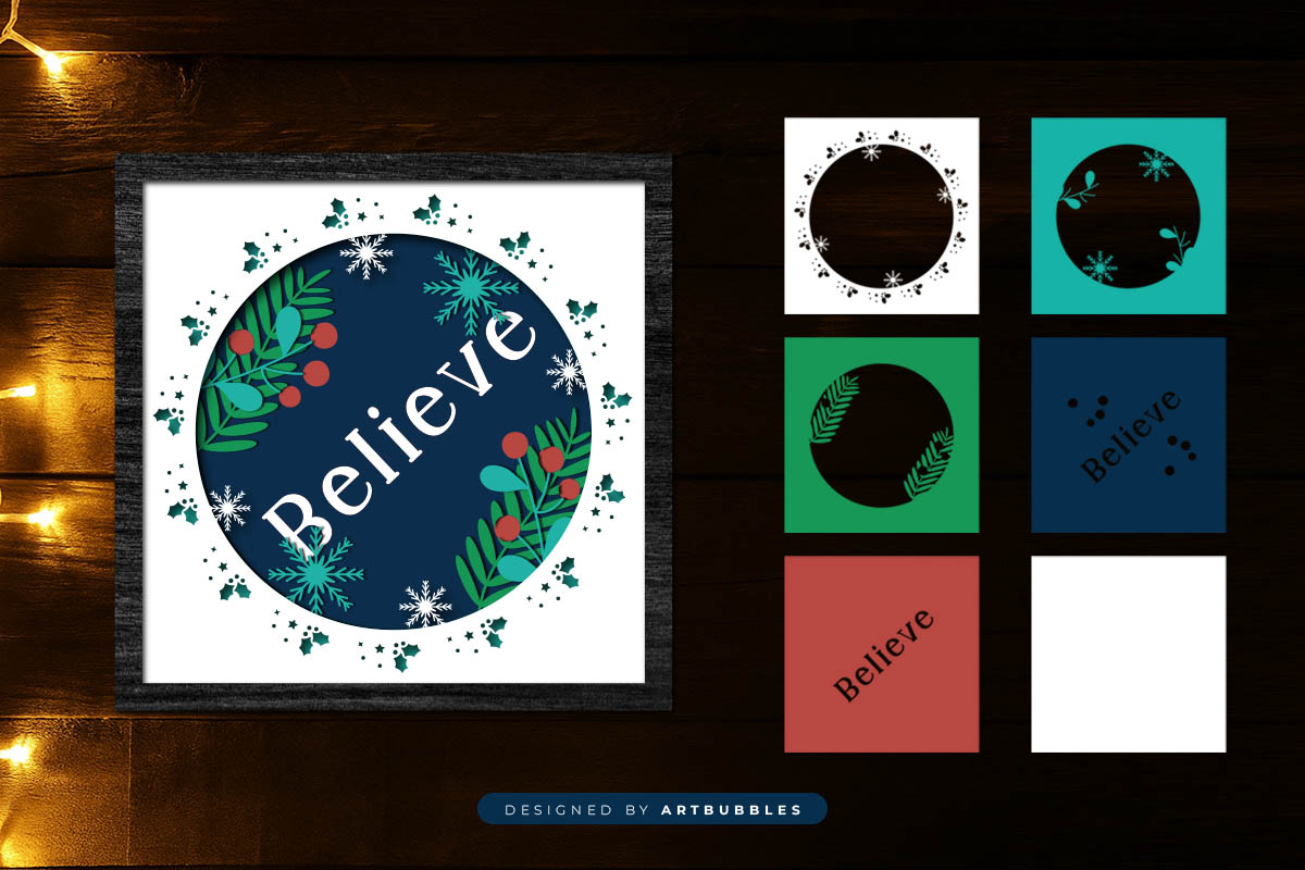 Mistletoe Christmas Layered Shadow Box SVG Image 2.jpg