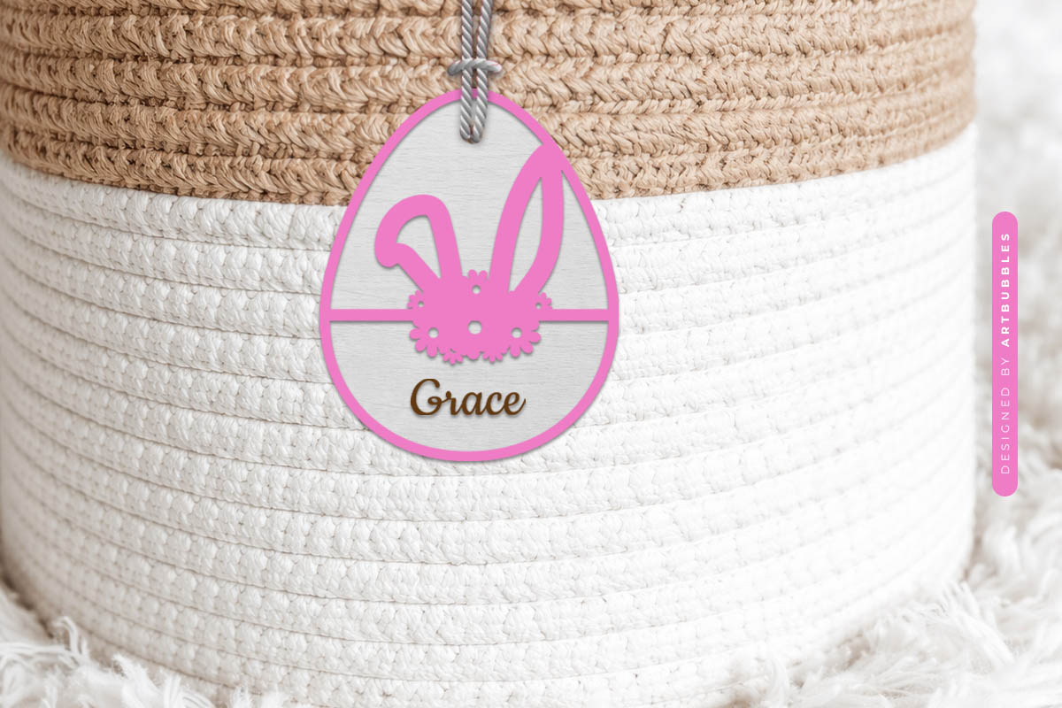 Easter Bunny Basket Tag SVG Cut File