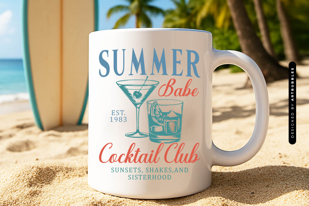 Summer Babe Cocktail Club SVG File Mug Mockup Image.jpg