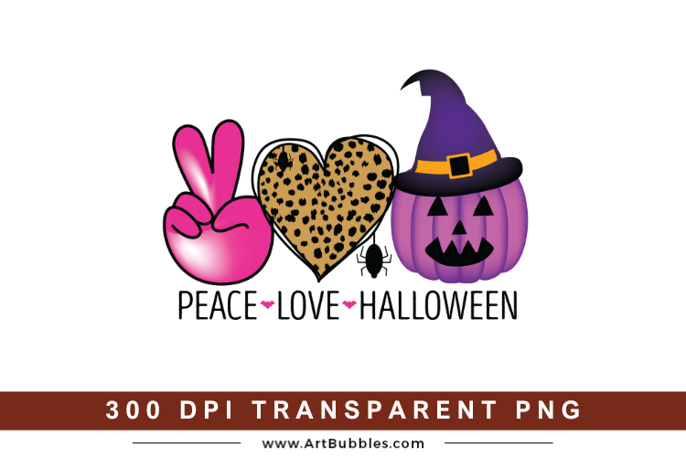 Peace Love Halloween, Sublimation Design PNG