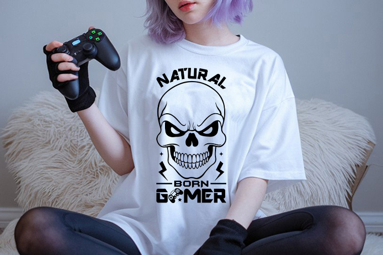 Natural Born Gamer - Funny Skull Gaming SVG T-shirt Mockup image.jpg