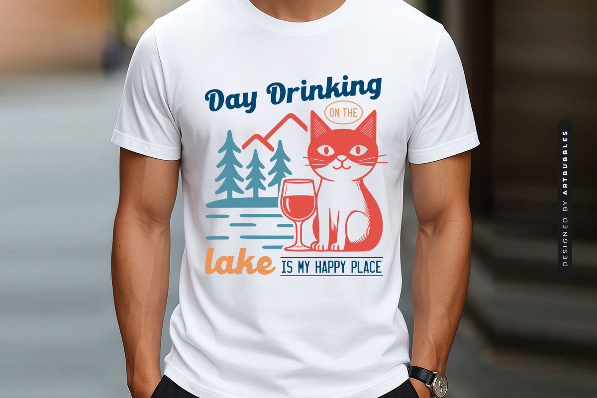 Day Drinking on the Lake is My Happy Place SVG T-shirt Mockup Image.jpg