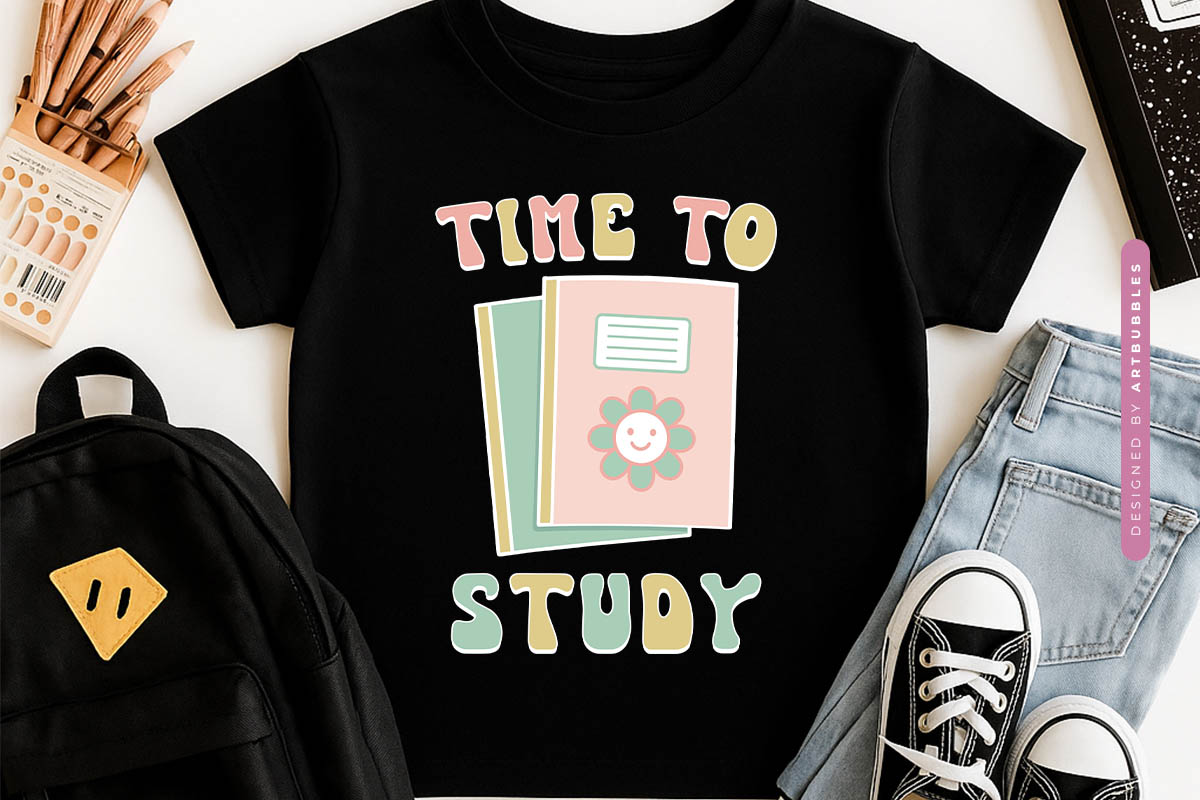 Time to Study - Retro Back to School Sublimation Tshirt Mockup Image.jpg