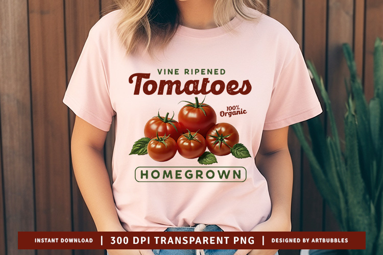 Vine Ripened Tomatoes - Vintage Fruit PNG Sublimation T Shirt Mockup Image.jpg