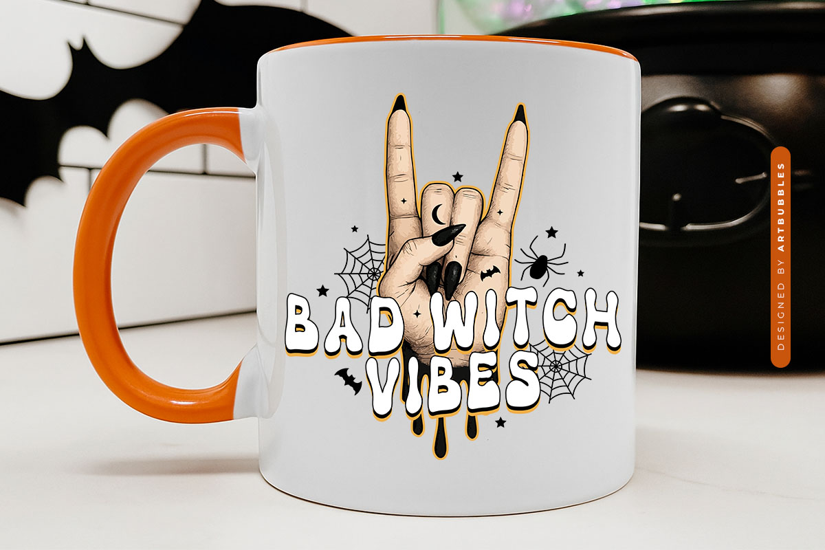 Bad Witch Vibes - Halloween Sublimation Design Mug Mockup Image.jpg