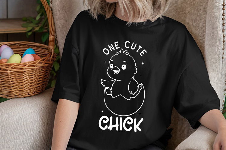 One Cute Chick - Easter Vector SVG Tshirt Mockup Image.jpg