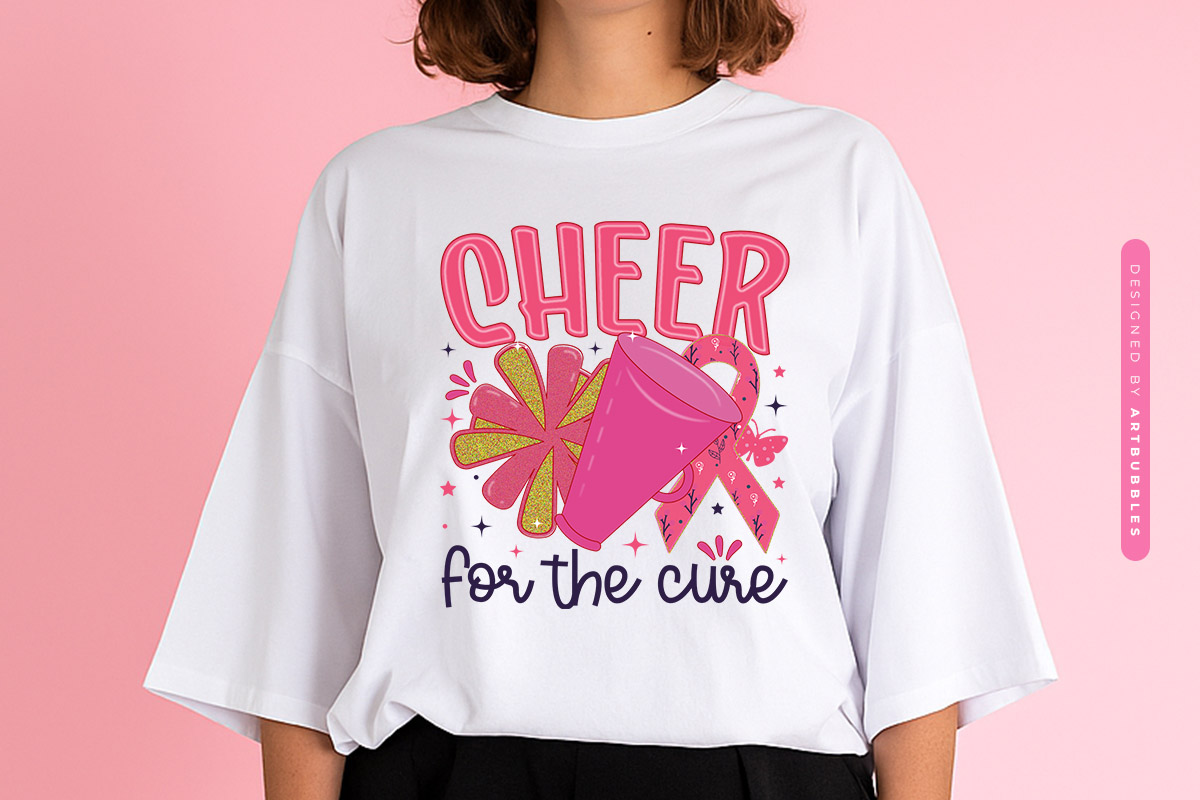 Cheer for the Cure - Breast Cancer Sublimation PNG Sweatshirt Mockup Image.jpg