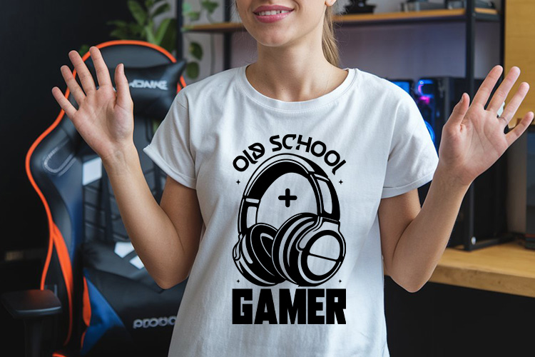 Old School Gamer SVG for Cricut & Silhouette Shirt Mockup image.jpg