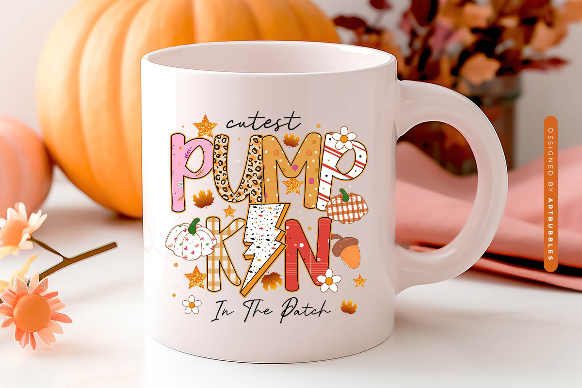 Cutest Pumpkin in the Patch - Fall Preppy Sublimation Mug Mockup image.jpg