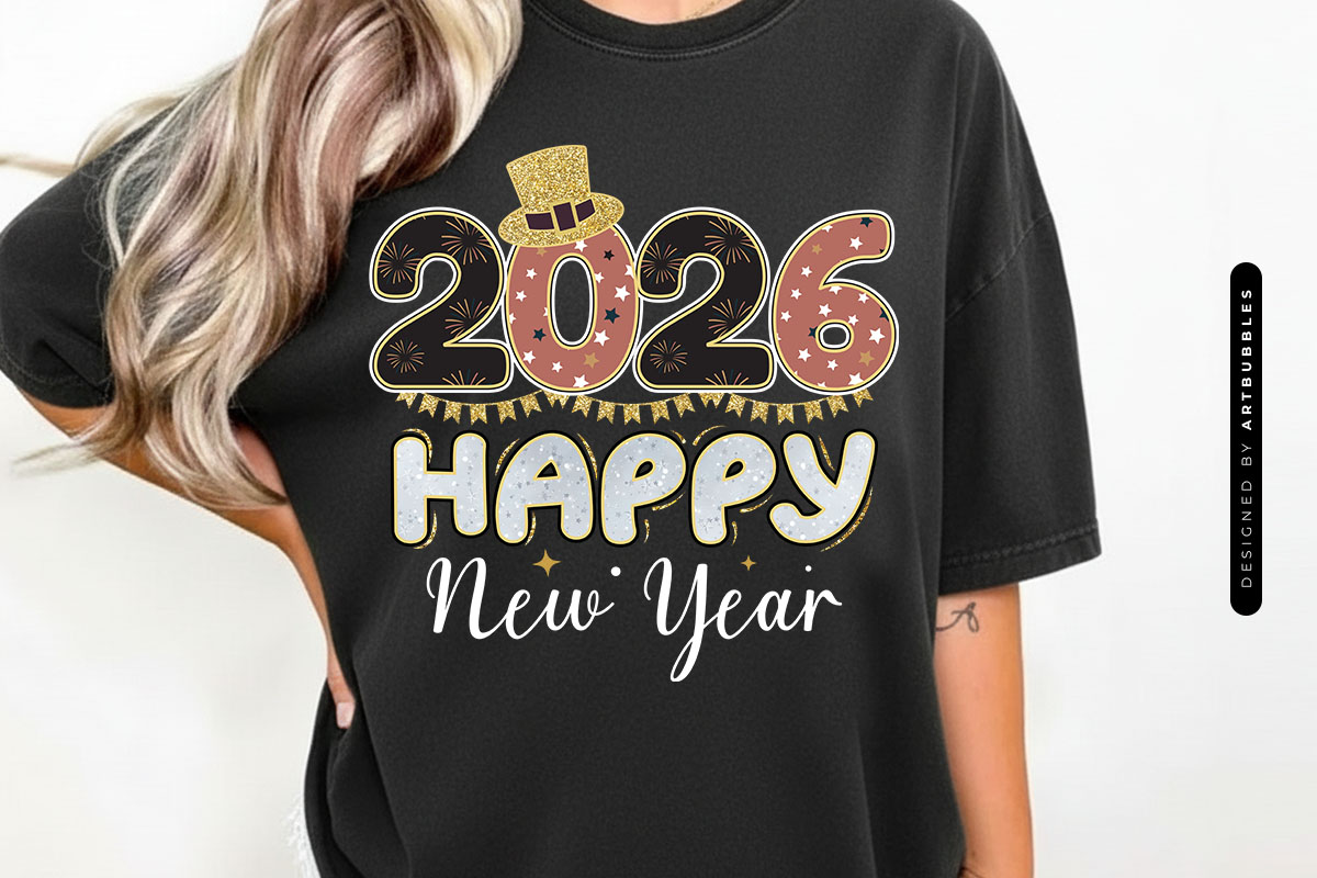 Retro 2026 Happy New Year PNG Sublimation Tshirt Mockup image.jpg