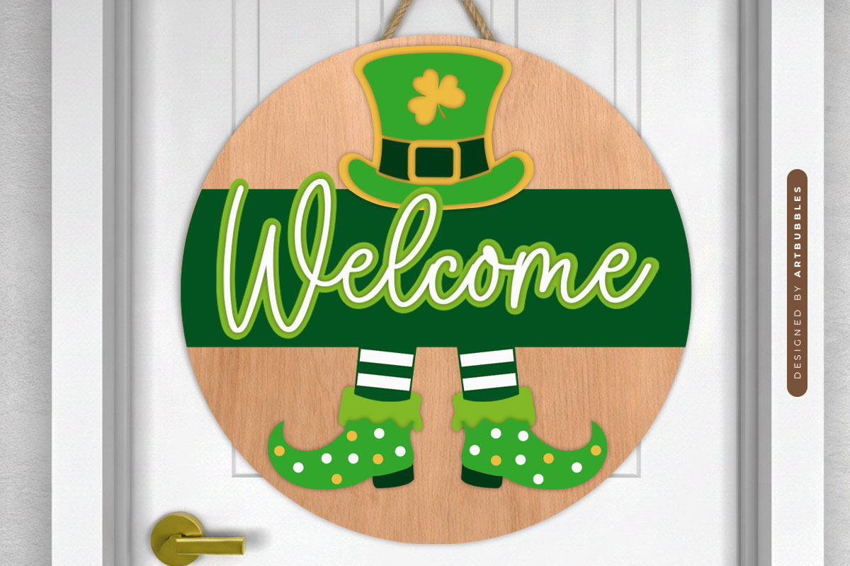 St Patrick's Day Welcome Door Sign SVG