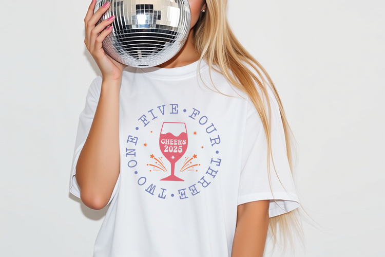 Five Four Three Two One Cheers 2025 - New Years SVG Tshirt Mockup Image.jpg