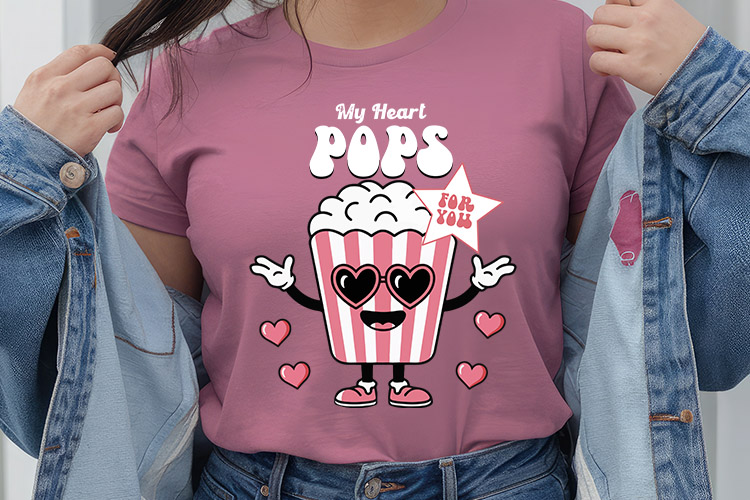 My Heart Pops for You - Retro Valentines Sublimation PNG Shirt Mockup Image.jpg
