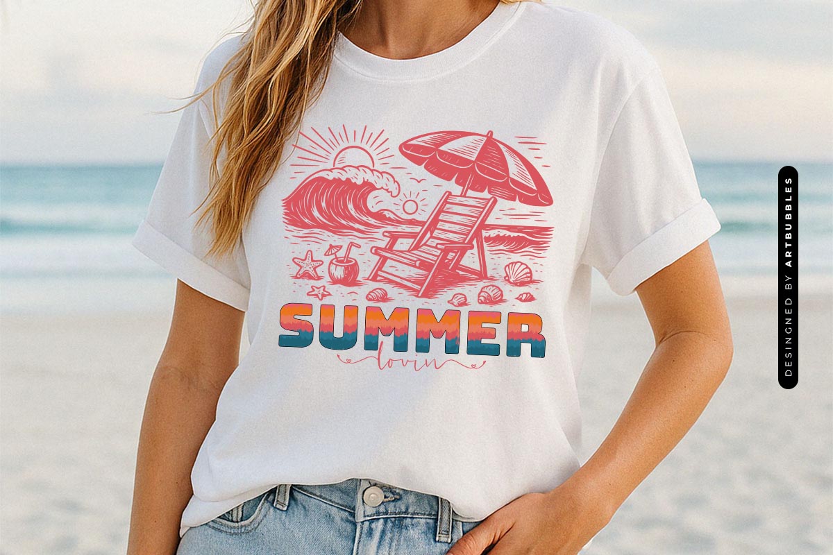 Summer Lovin PNG Sublimation Transfer Shirt Mockup Image.jpg