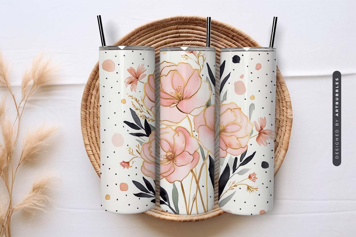 Boho Wild Floral Tumbler Wrap Sublimation Print