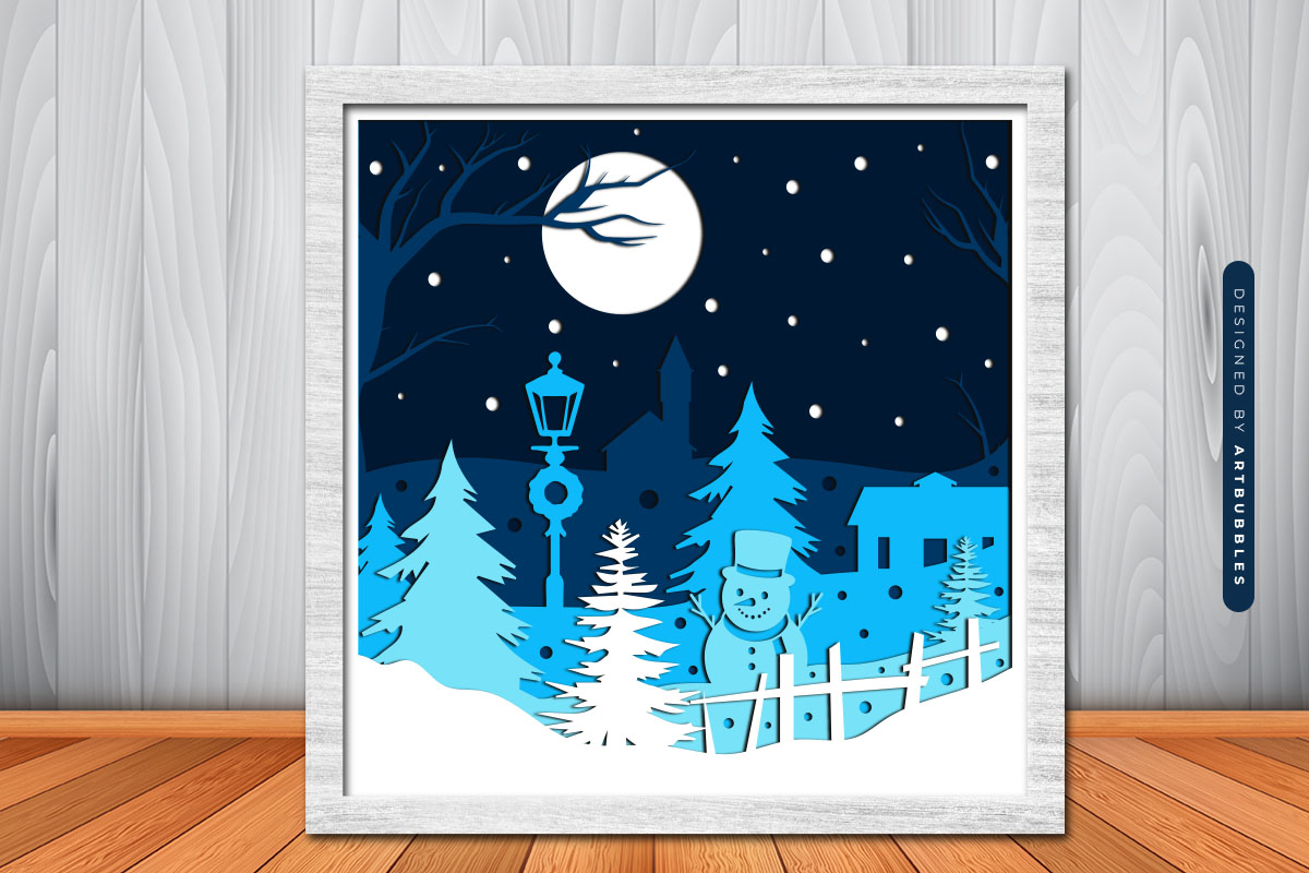 Christmas Night Scene Layered Shadow Box SVG Image 3.jpg