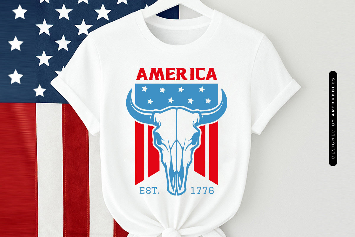 America Est 1776 - 4th of July Cow SVG Shirt Mockup Image.jpg