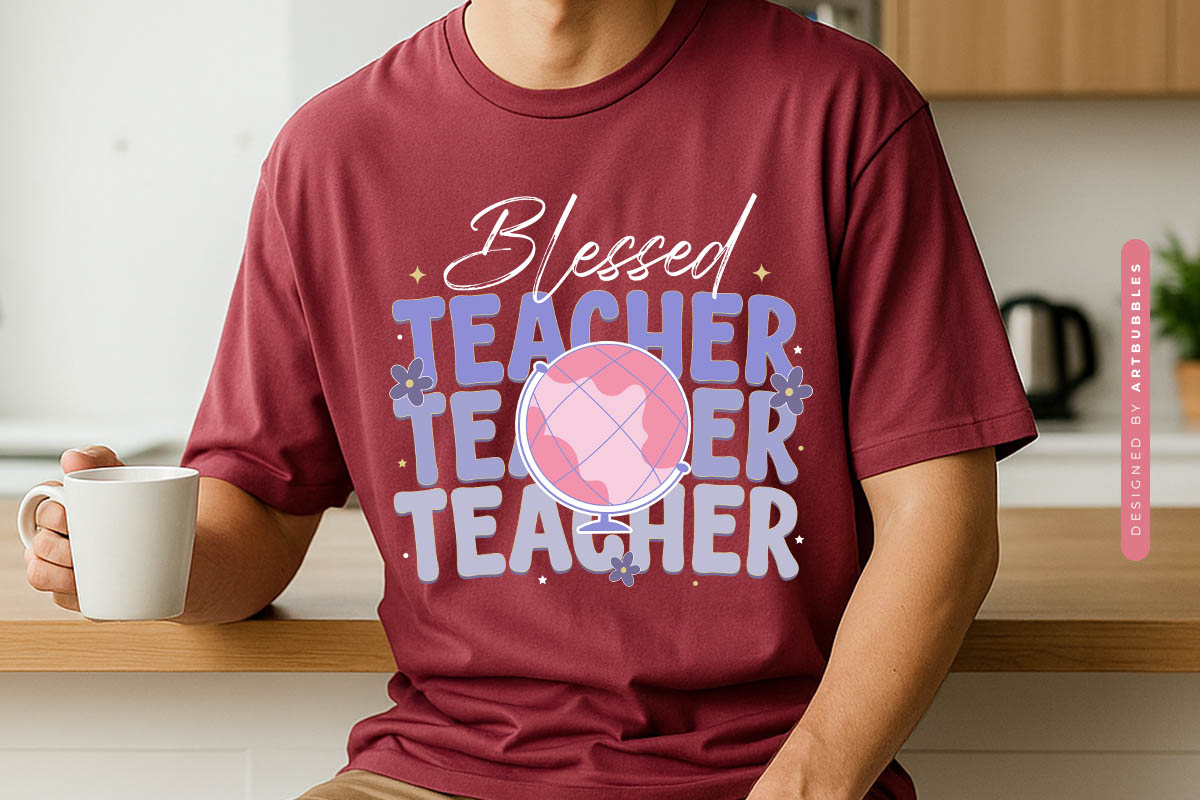 Retro Blessed Teacher Sublimation Print Tshirt Mockup Image.jpg