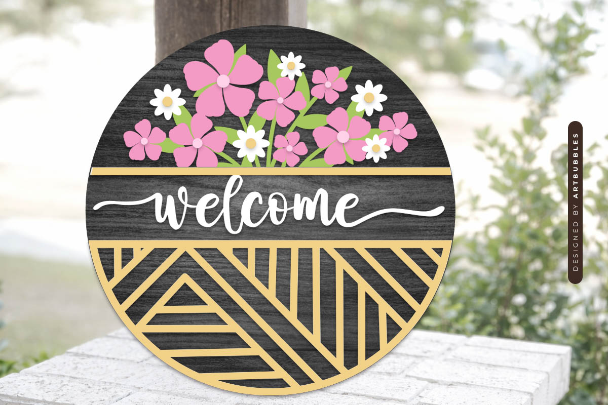 Laser Cut Floral Welcome Door Sign SVG Image 2.jpg
