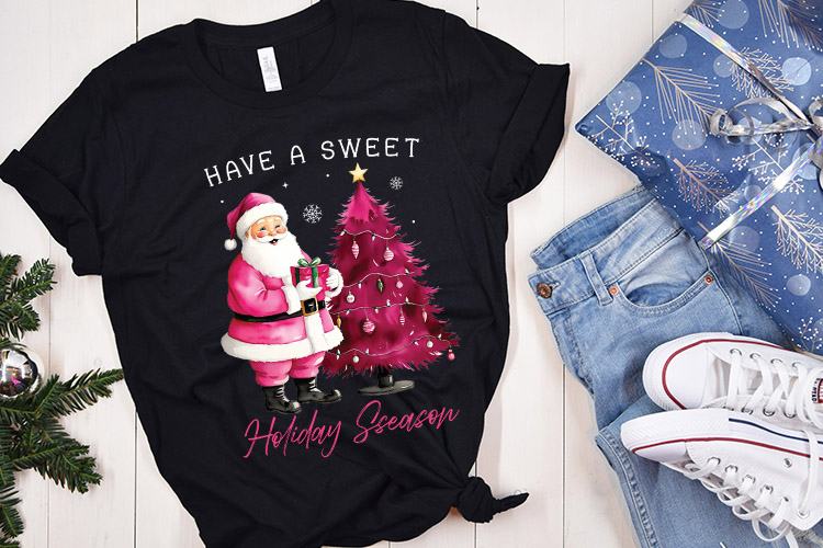 Have A Sweet Holiday Season - Pink Christmas Sublimation Shirt Mockup Image.jpg