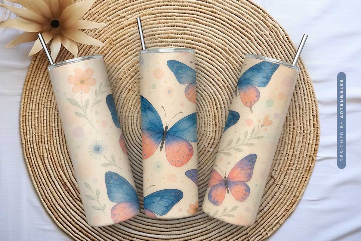 Boho Butterfly Floral 20oz Sublimation Tumbler Image 3.jpg