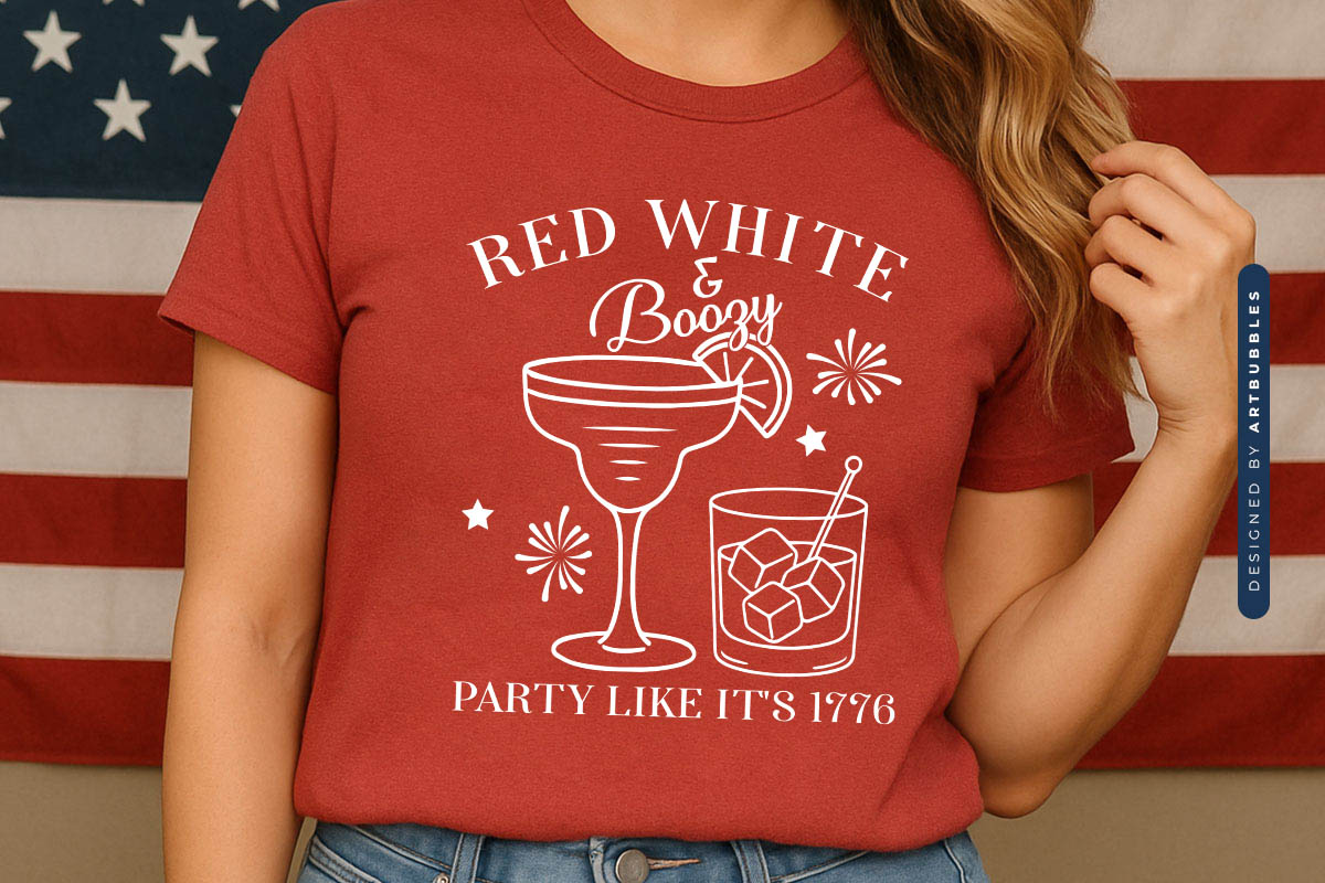Red White & Boozy - 4th of July Cocktail SVG Tshirt Mockup Image.jpg