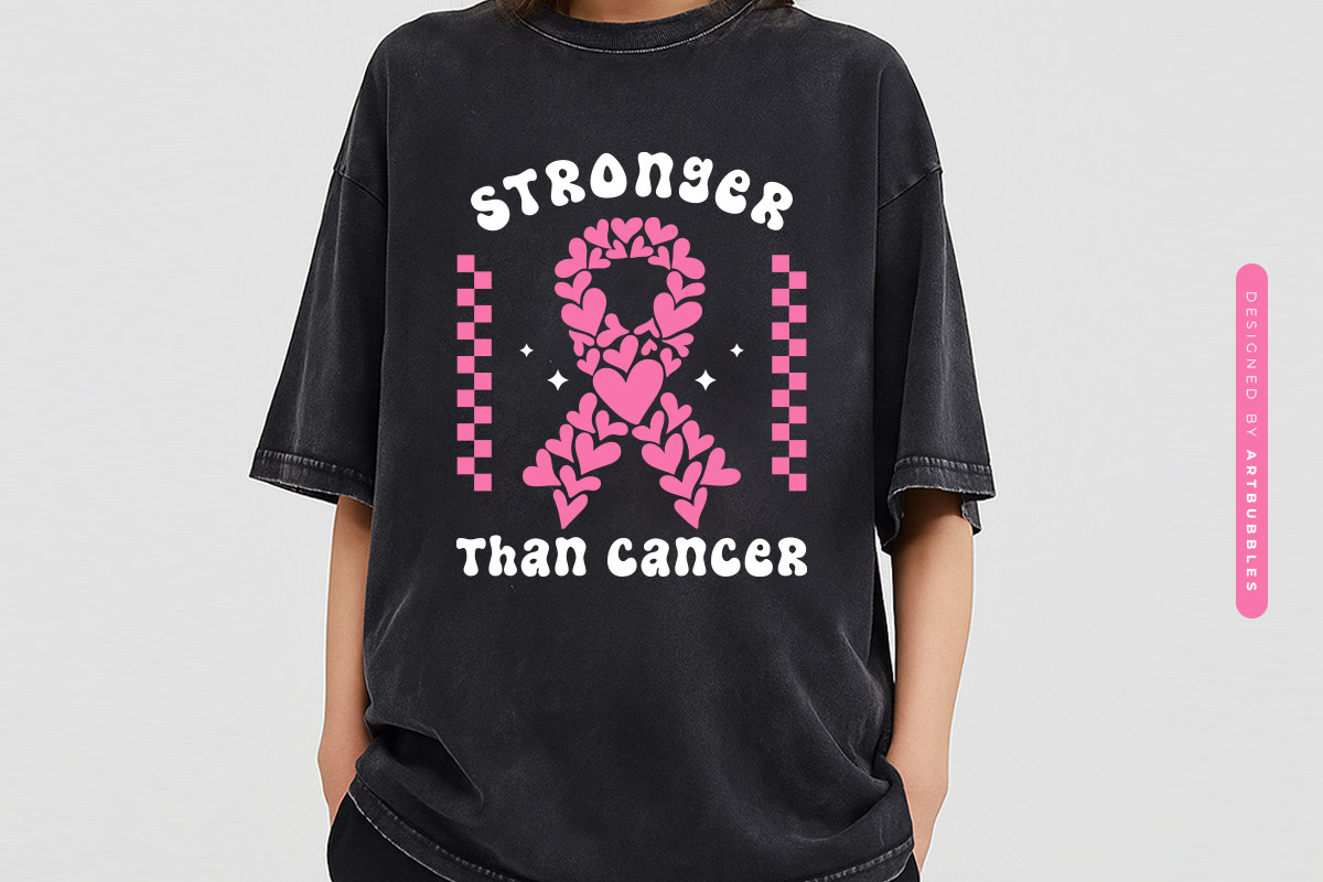 Stronger Than Cancer Retro SVG Design Shirt Mockup Image.jpg