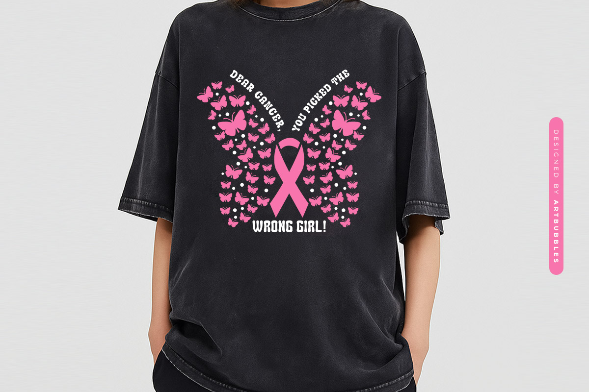 Retro Dear Cancer You Picked the Wrong Girl SVG T-shirt Mockup Image.jpg