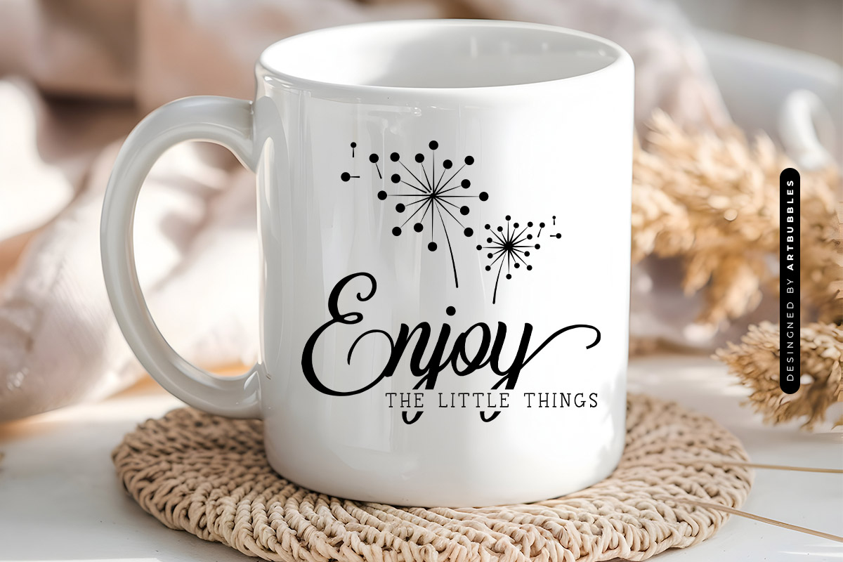 Enjoy the Little Things - Dandelion Flower SVG Mug Mockup image.jpg