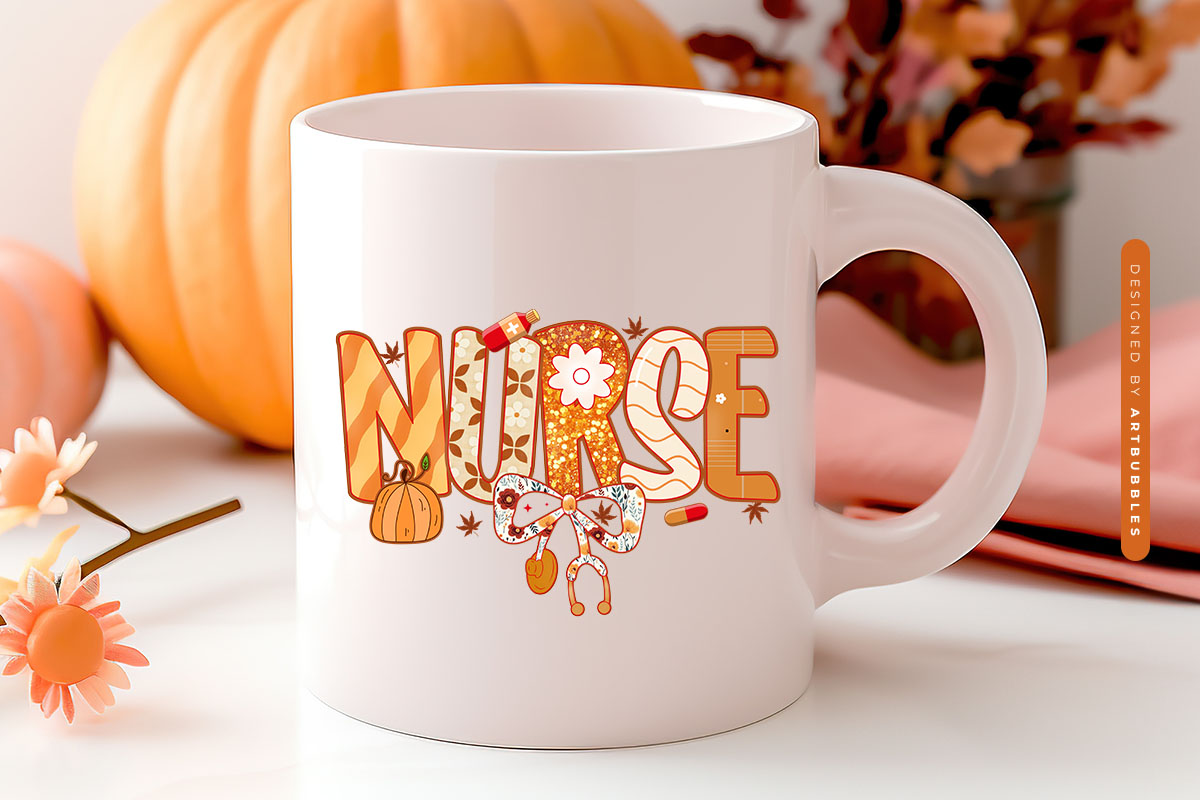 Preppy Nurse Fall Sublimation Transfer Mug Mockup Image.jpg