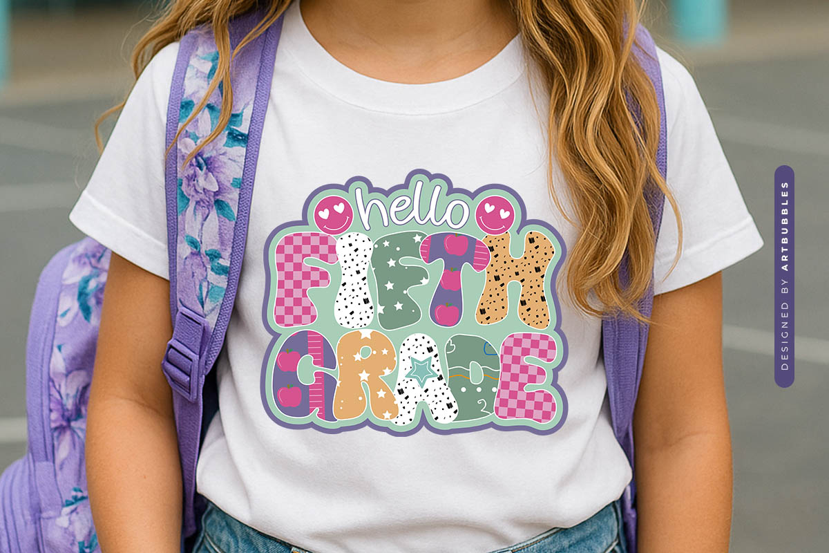 Hello Fifth Grade - Funny Retro Back to School Sublimation Shirt Mockup Image.jpg