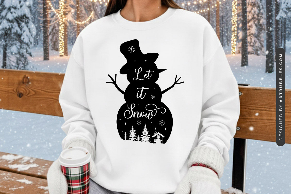 Let It Snow - Snowman Winter SVG Sweatshirt Mockup Image.jpg