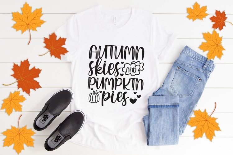 Autumn Skies & Pumpkin Pies - Fall SVG File Tshirt Mockup Image.jpg