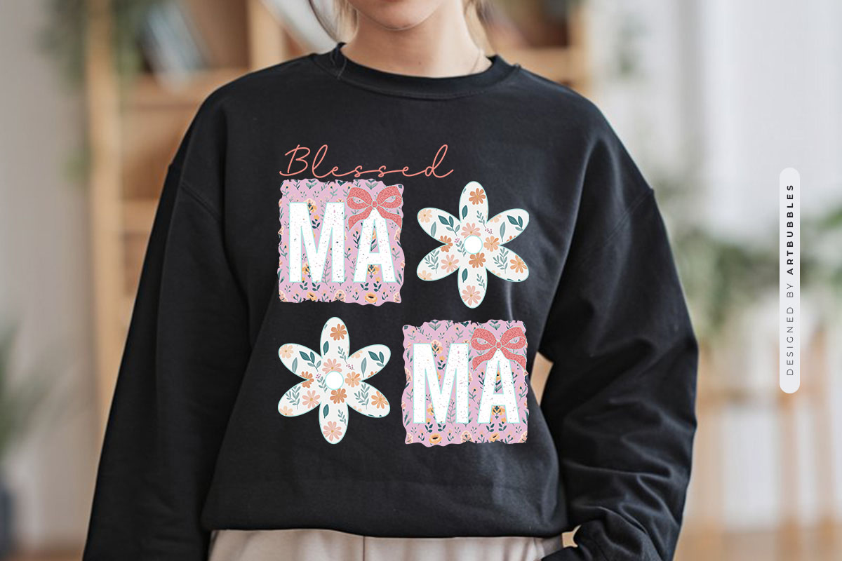 Blessed Mama - Coquette Mothers Day Sublimation Tshirt Mockup Image.jpg