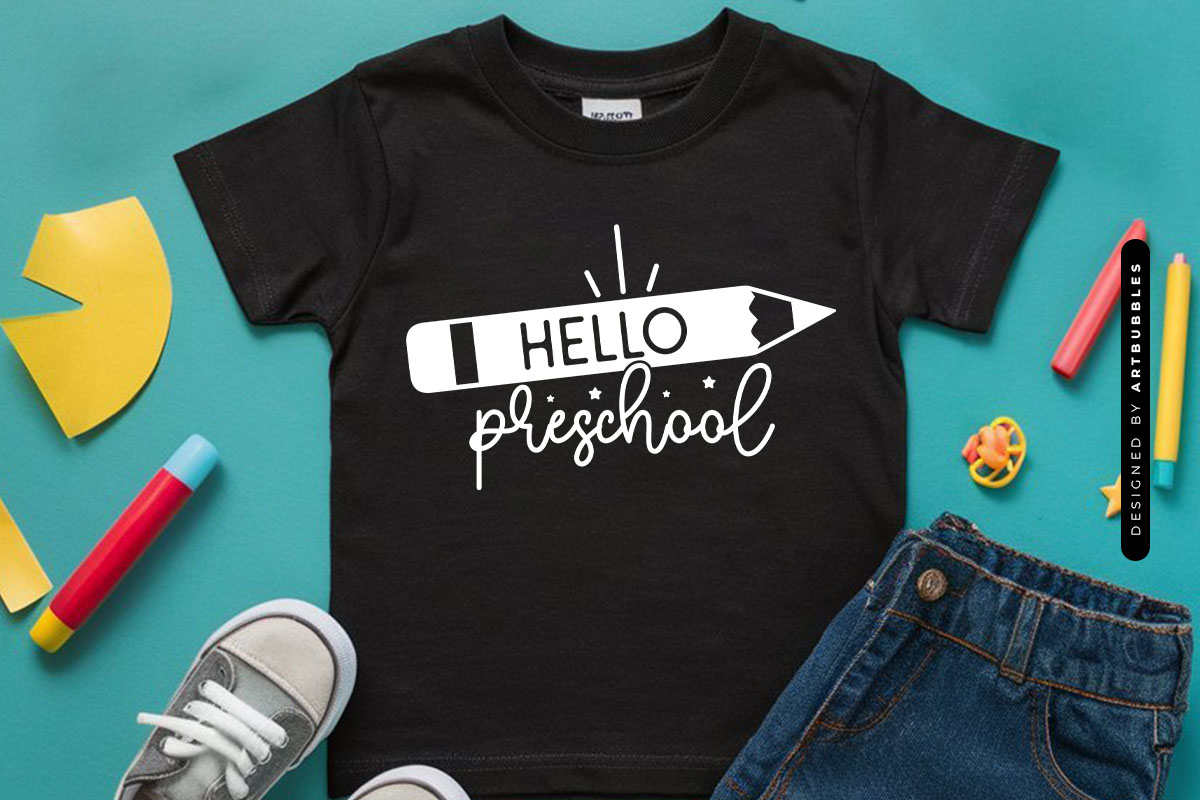 Hello Preschool - Back To School SVG Cut File Tshirt Mockup Image.jpg