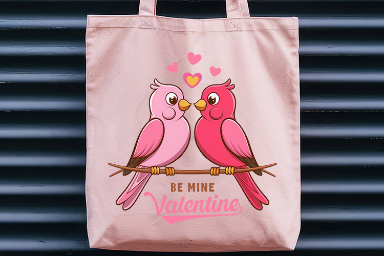 Retro Be Mine Valentine Sublimation Design Tote Bag Mockup Image.jpg