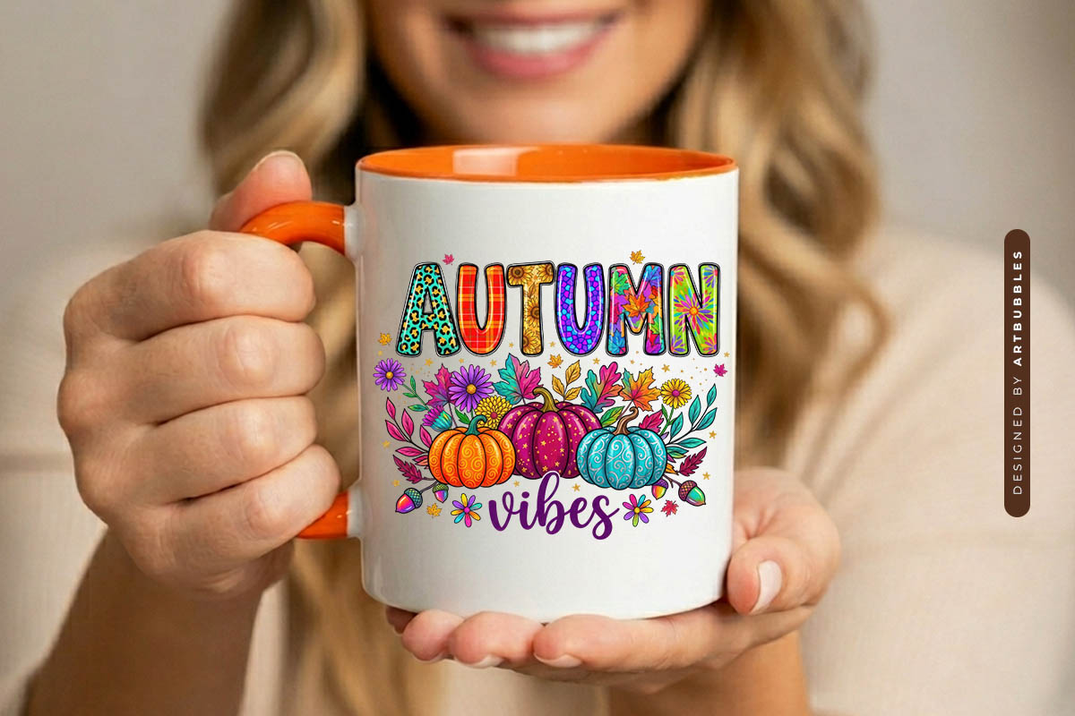 Autumn Vibes - Fall PNG Sublimation Design Mug Mockup Image.jpg