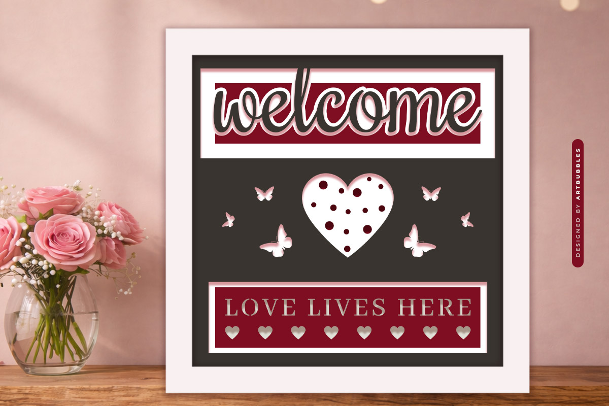 3D Love Lives Here Valentine Shadow Box SVG Image.jpg