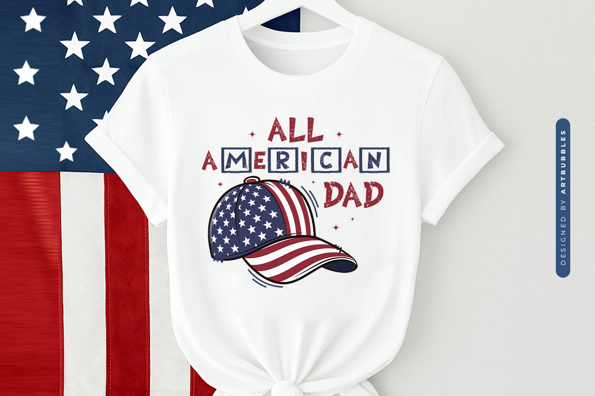 All American Dad - 4th of July Sublimation PNG Tshirt Mockup Image.jpg