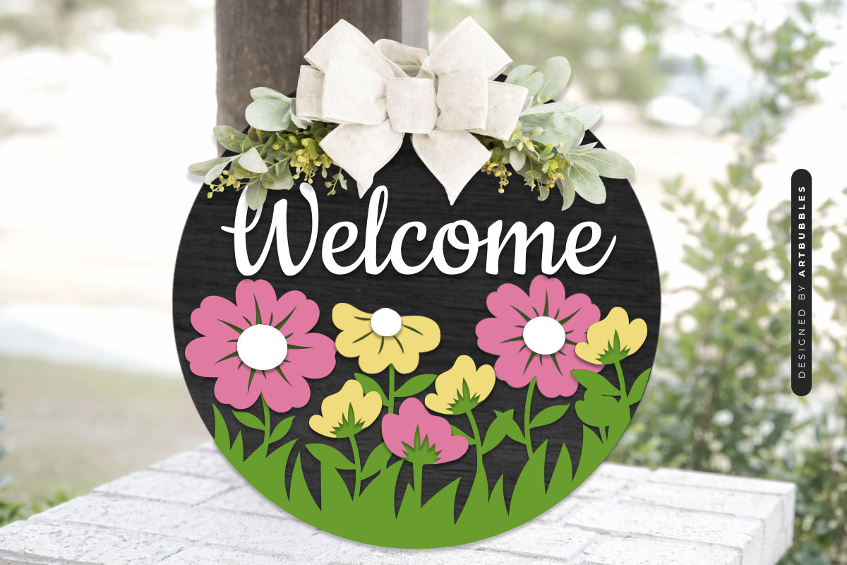 Laser Cut Welcome Floral Door Sign SVG Image 2.jpg