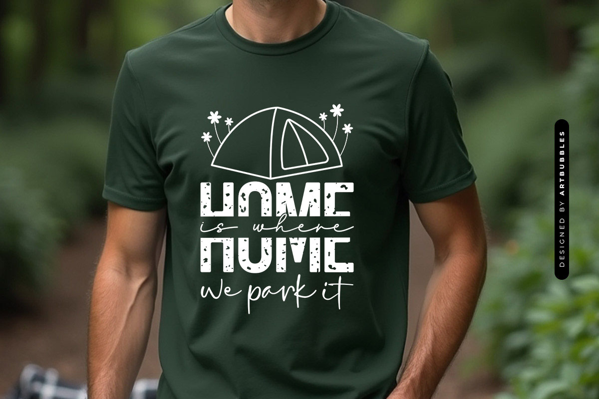 Home is Where We Park It - Camping Tent SVG T-shirt Mockup Image.jpg