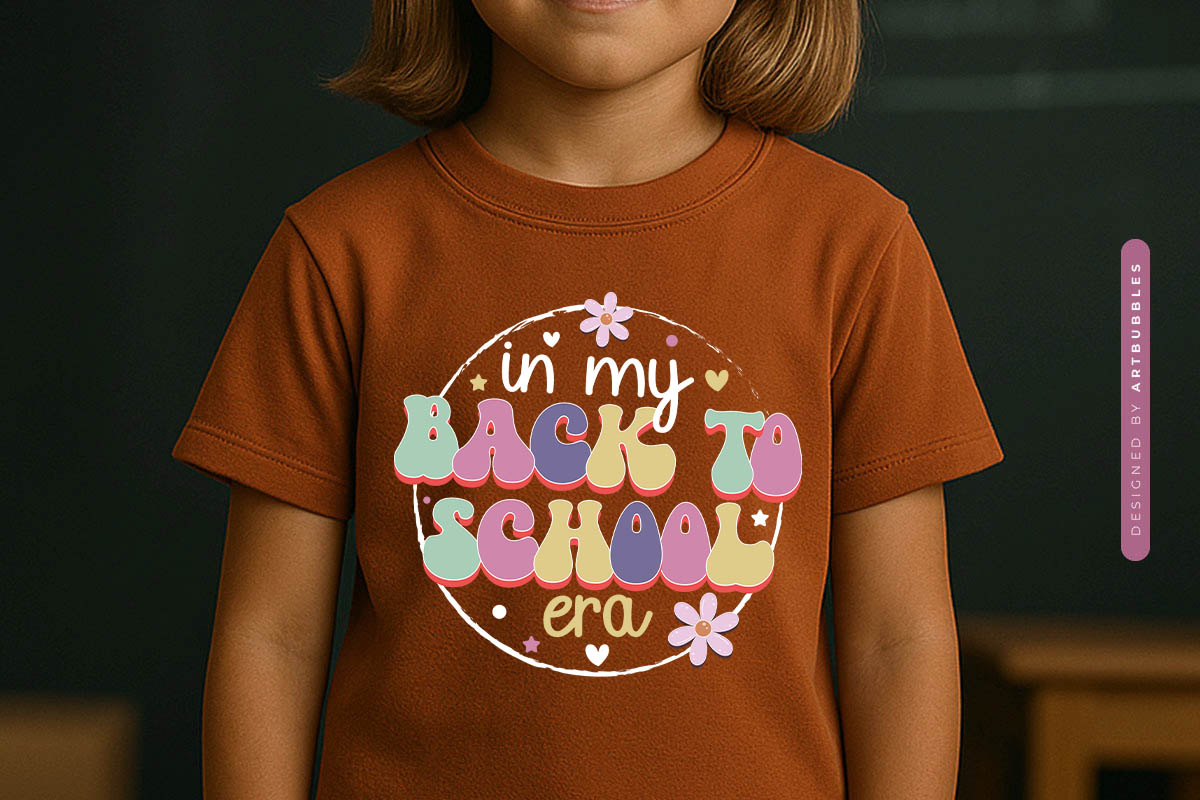 In My Back to School Era Retro Sublimation Design T-shirt Mockup Image.jpg